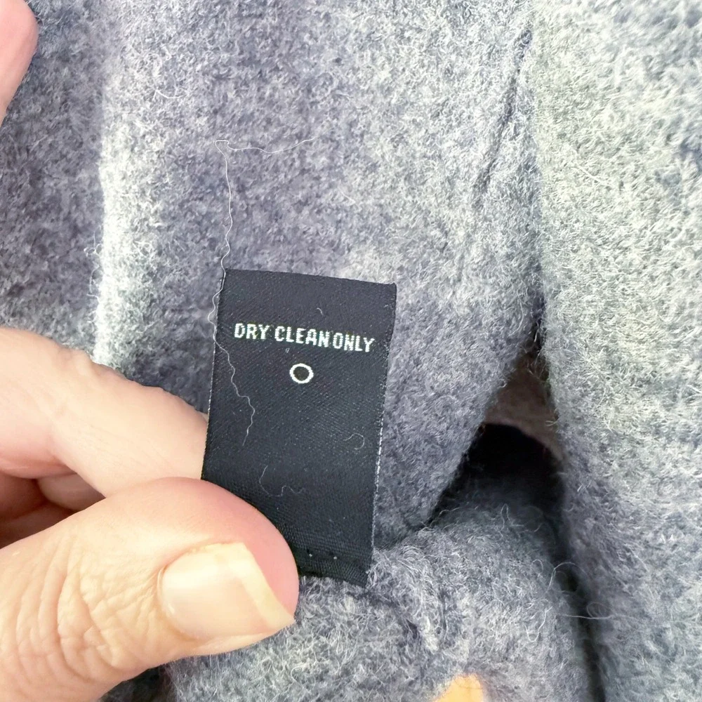 Anne French Cardigan Womens Medium Gray 100% Boiled Wool Layer Minimalist Office